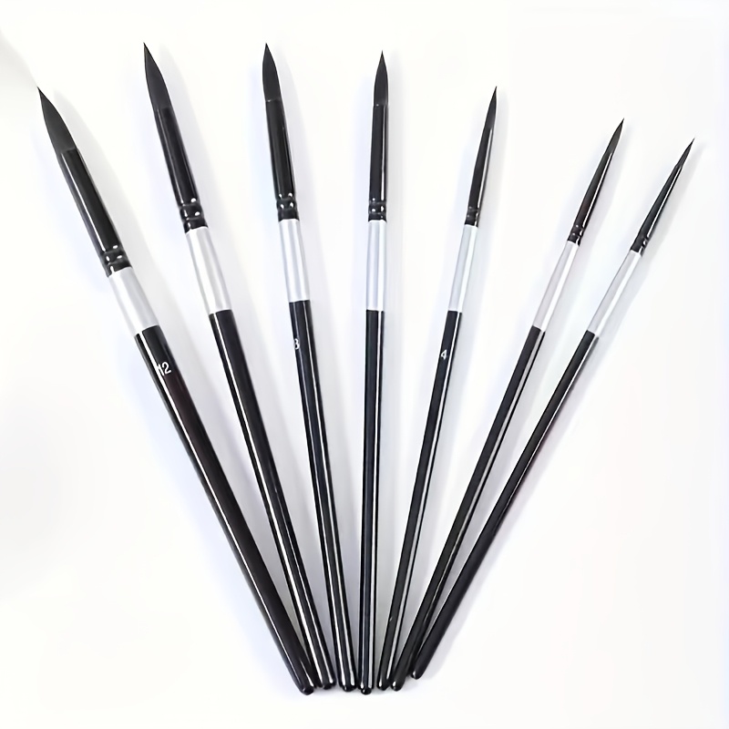 

7pcs Squirrel Hair Watercolor Brush Set - Professional Art Quality, Ideal For Beginners & Gouache Painters, Black Swan Round Tip, Painting Set