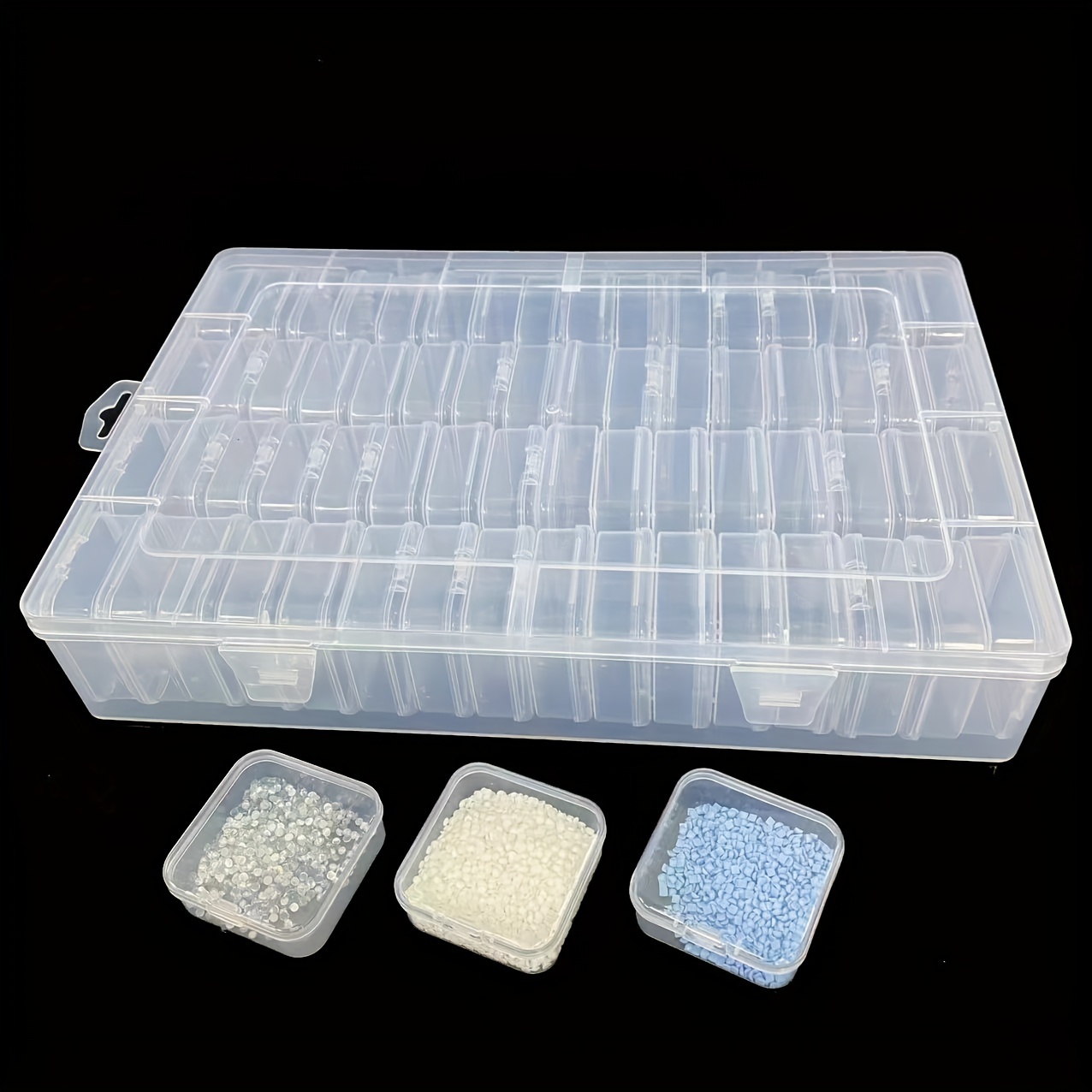 

64pcs Multifunctional Large Capacity Transparent Plastic Storage Box Set - Portable Organizer For Beading, Jewelry, Beads, Crafts, And Small Items