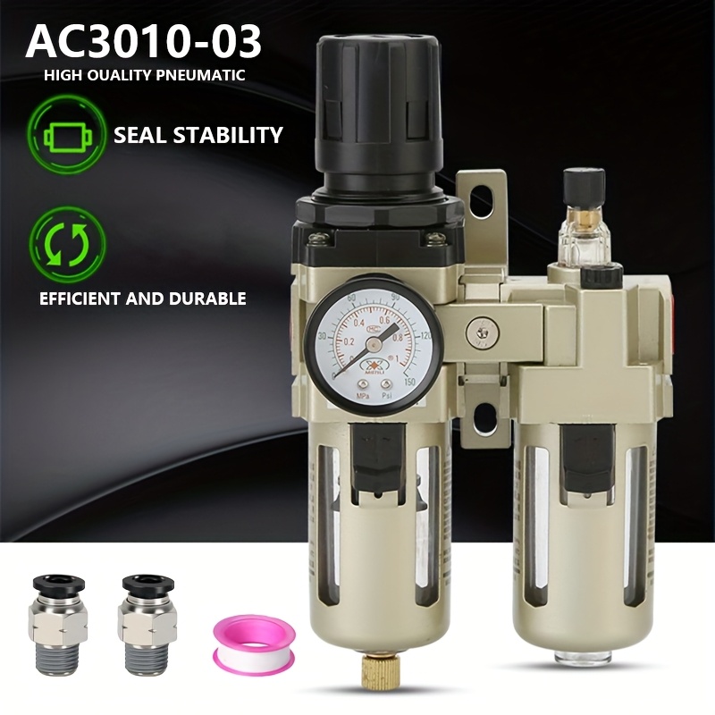 E-shop 1 Stück JunGong AC301-03 Luftfilter & Öl-Wasser-Trenner mit Automatischer Entwässerung, Druckregelventil, Abnehmbare Abdeckung - Hochwertiger