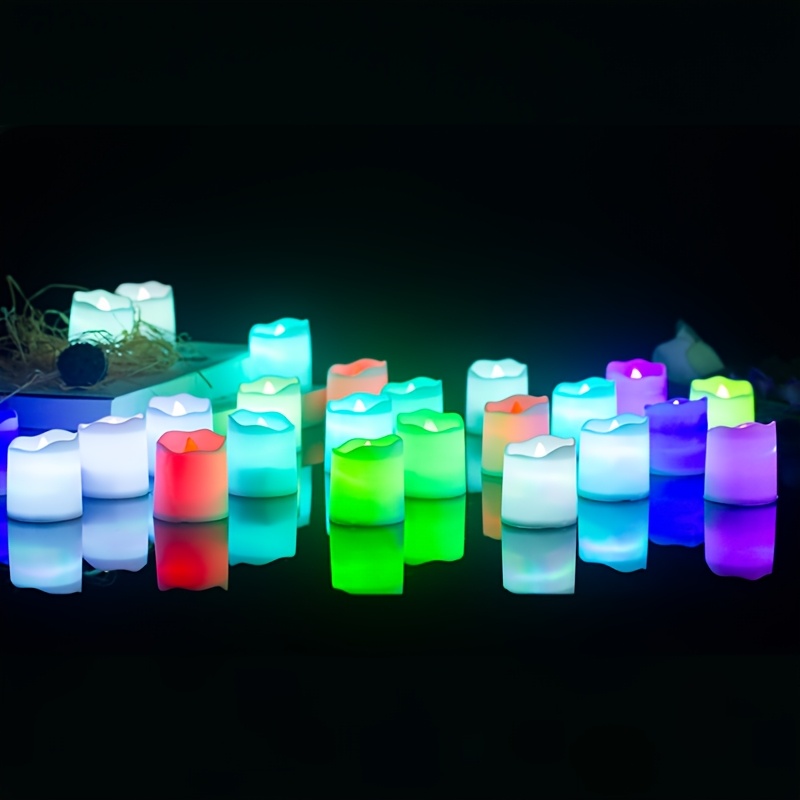24pcs Color-changing Led Candle Lights - Battery-powered Flame Tea Light Simulators With (red, Green, Yellow, Purple, Orange, )