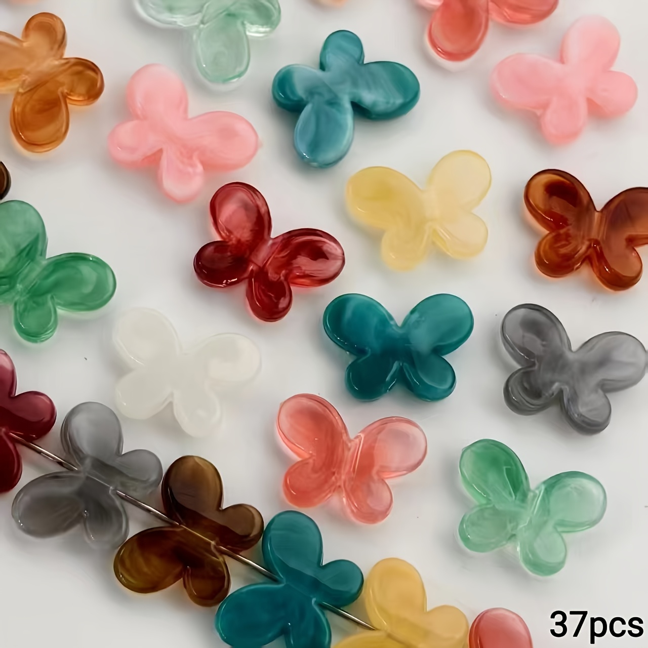 TEMU 37pcs Papillon en Acrylique 13Mm, Fait Main, Décorations de Vêtements, Création , Fabrication d'Accessoires pour Cheveux, Chaîne de Téléphone,