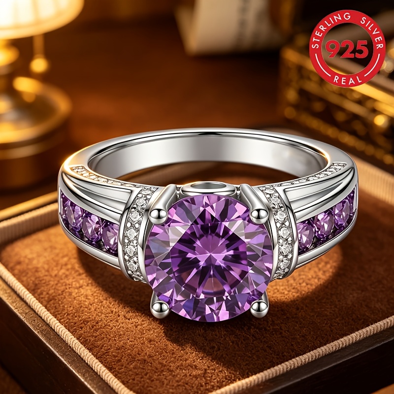 Image of 925 Sterling Silver A Fashionable Ring For Ladies, Set With Moissanite Stones. This Exquisite High-quality Ladies' Jewelry Ring Is Delicate And Elegant, Suitable For Daily Wear.