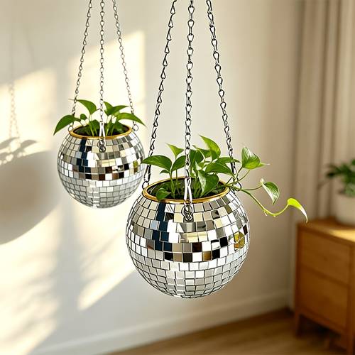 1 pack modern glass hanging planter with self watering system chain self watering vase suitable for outdoor balcony office desk organizer propagation station mirrored pen holder clear asymmetrical glass planter for plants