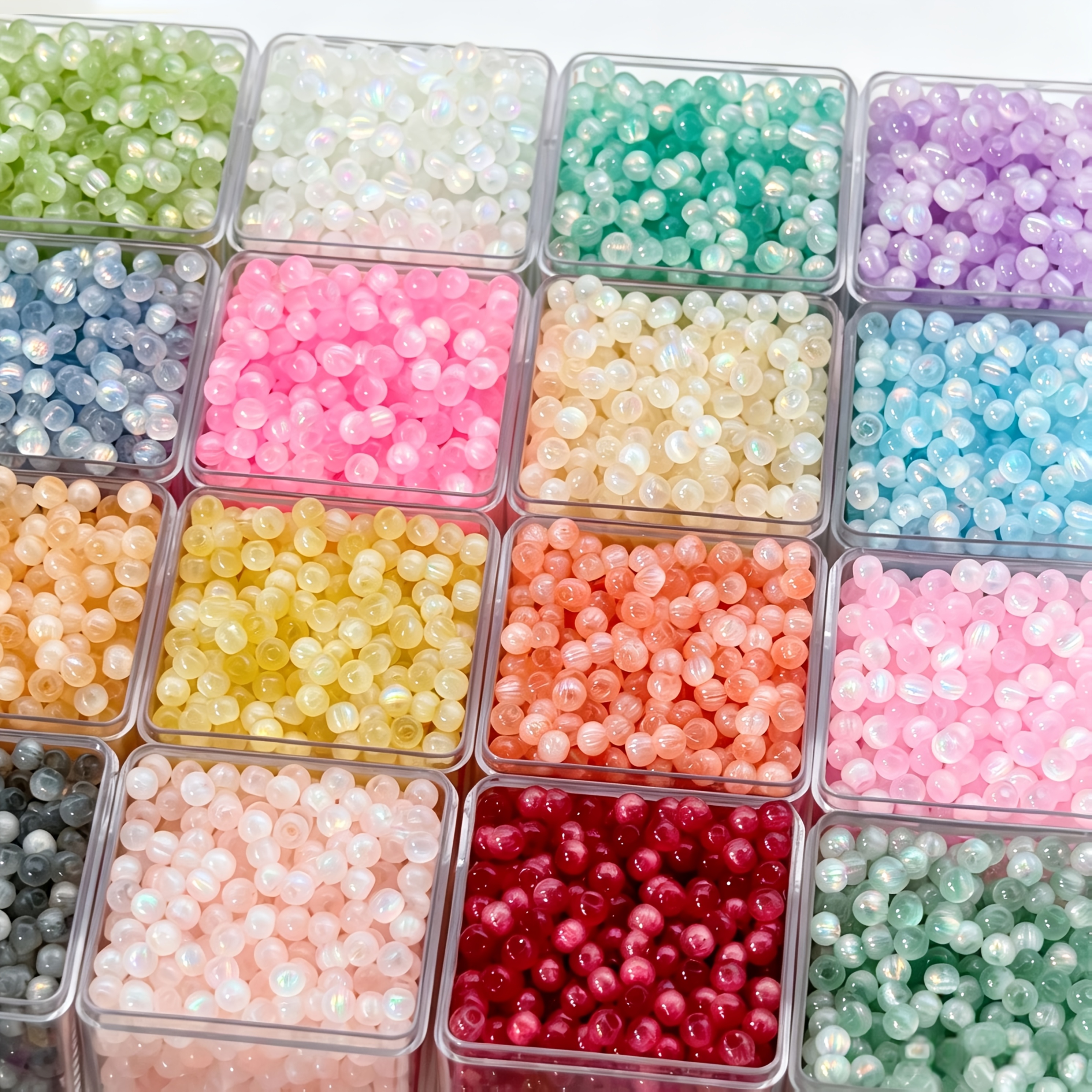 TEMU 274pcs Perles de riz à œil de chat en verre dégradé brossé de 4 mm, perles en vrac de couleurs mélangées pour l'artisanat d'art et les