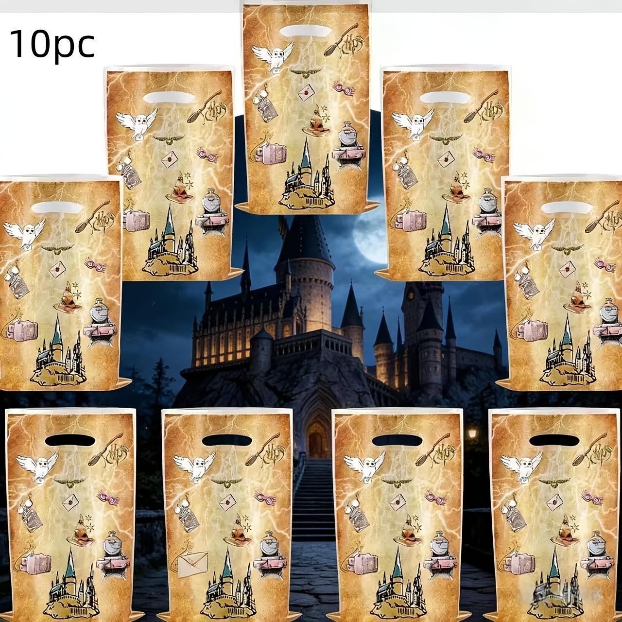 TEMU Gift For Her/him [authorized] Wb 10 Harry Potter-themed Party Gift Bags, Wizard Storage Bags, Birthday Gift Bags, Halloween Party Decorations,