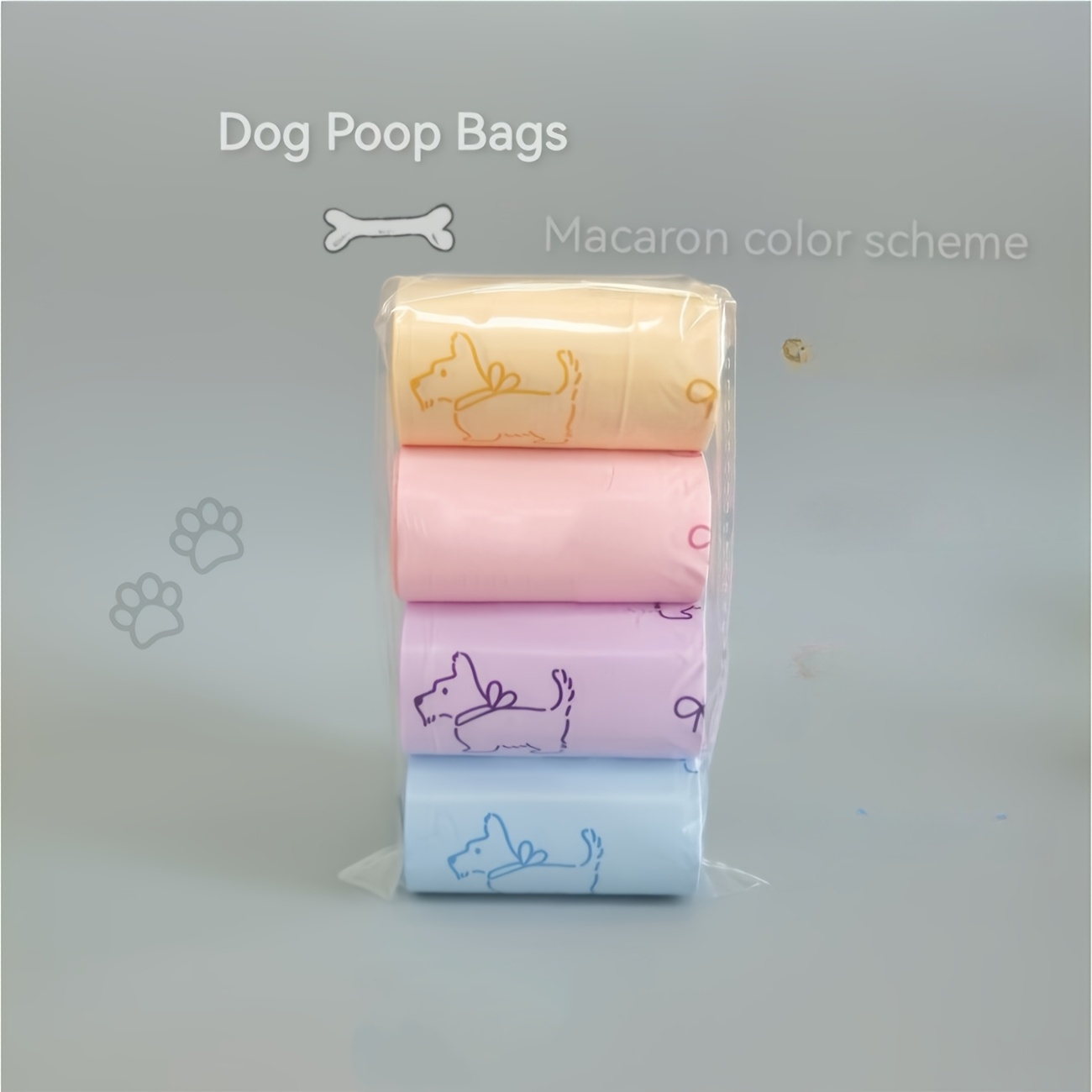 Image of 60pcs/4 Rolls Macaron Color Random Pet Poop Bags, Thickened Portable Dog Poop Bags, Dog Poop Bags, Leak-proof And Sturdy