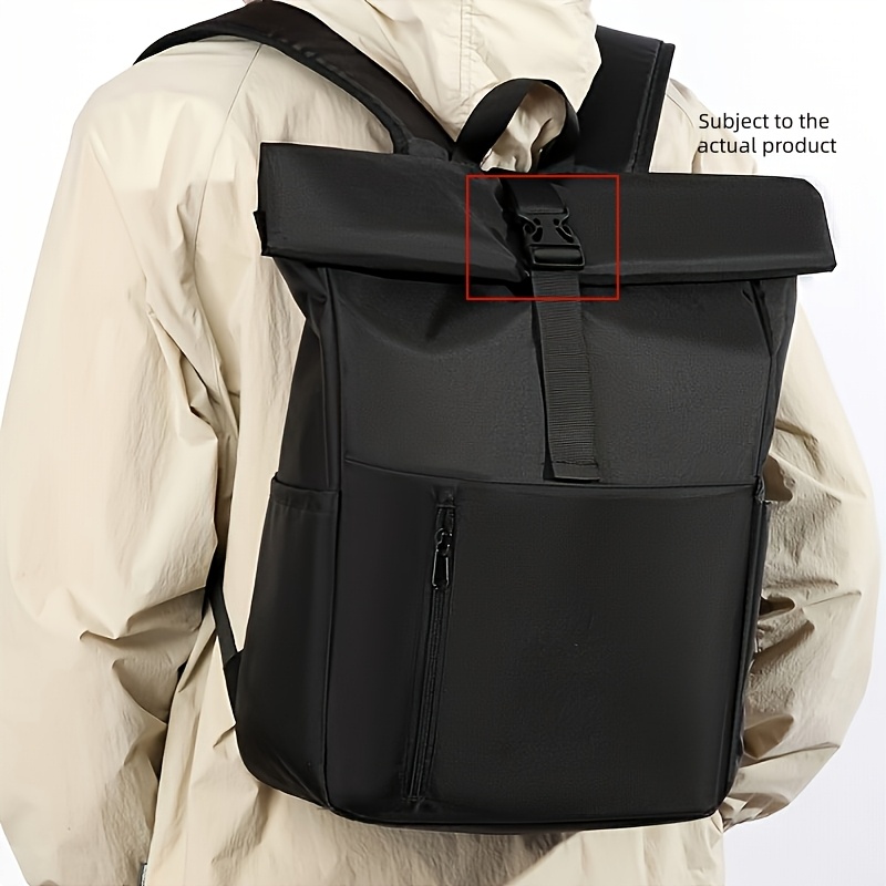 Short Trip Hiking Mountaineering Backpack Large Capacity Roll-Top Lightweight Single Shoulder Bag Solid Color Easy Handbag Fashion Commuter Double Shoulder Bag