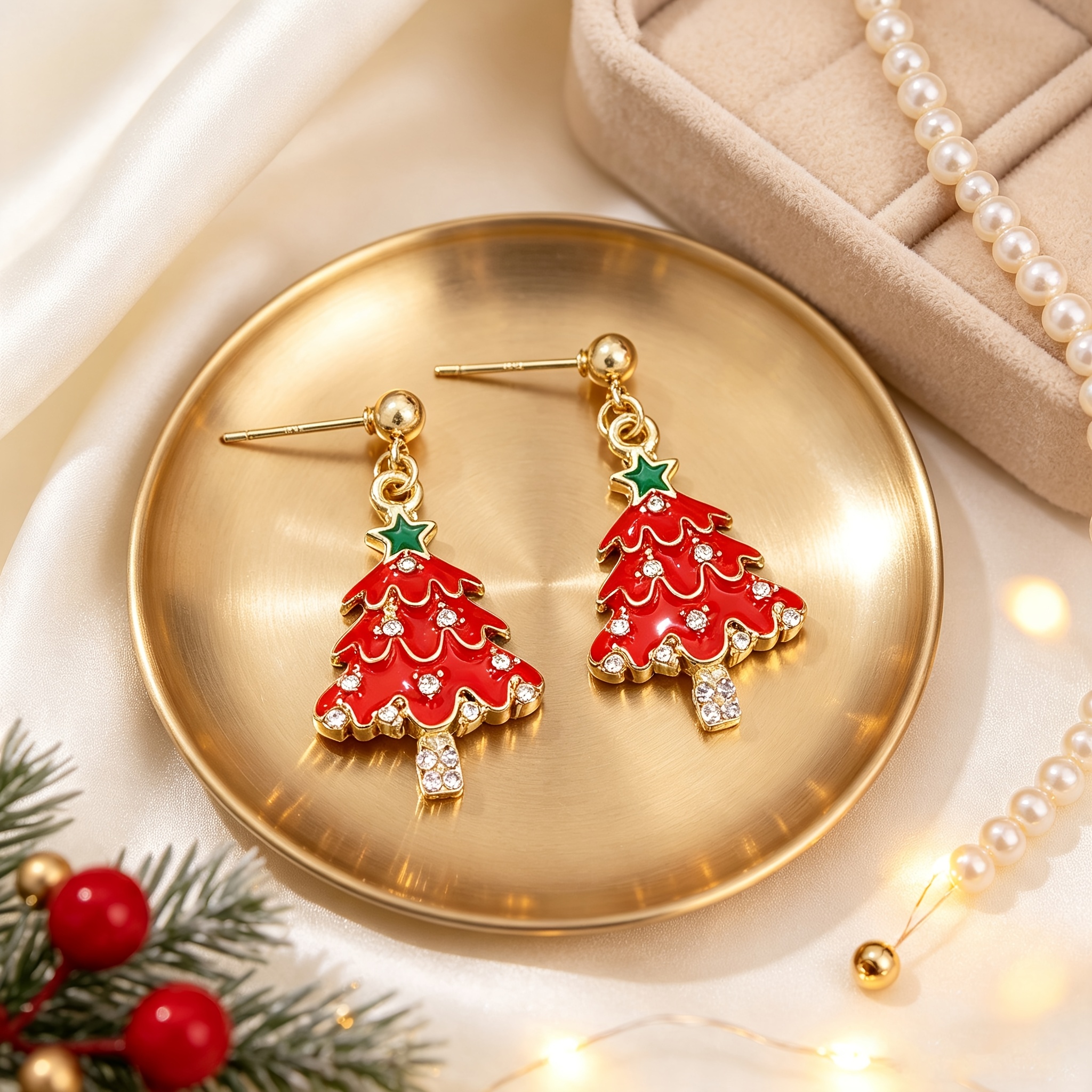 Star Christmas Tree Earrings Gift Set