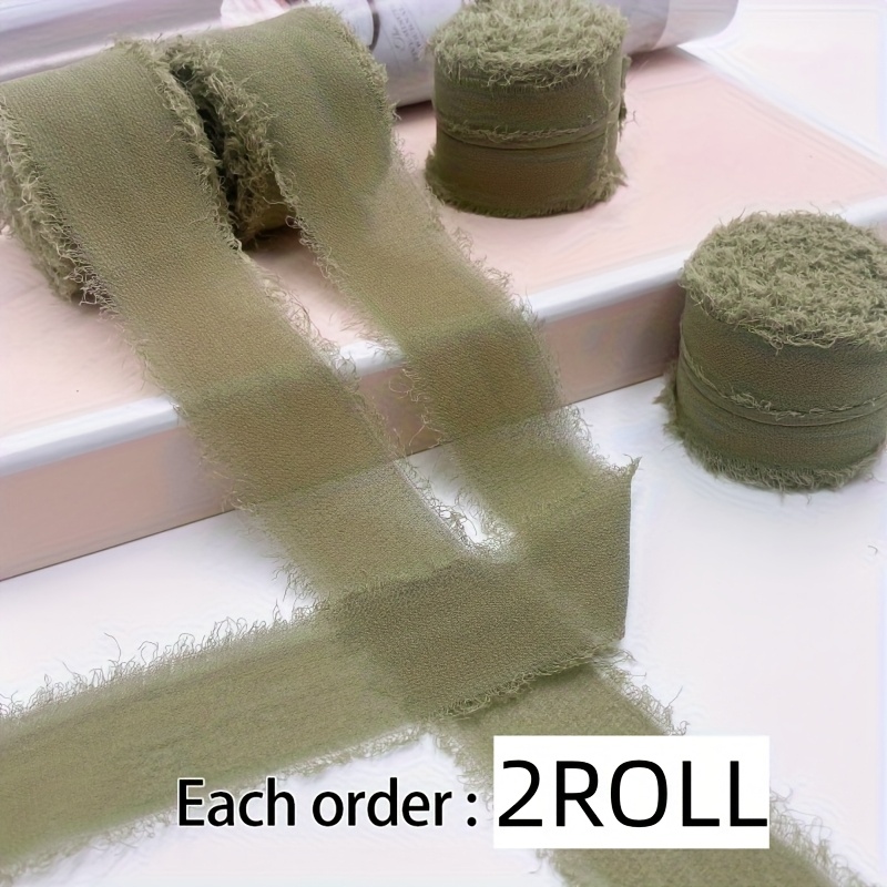TEMU 5-yard X 2 Rolls, Yards Of 1.5-inch/38mm Military And Ribbon Chiffon Frayed Edge Trim, Packaging Ribbon For Spring Weddings, Gift Wrapping, Diy