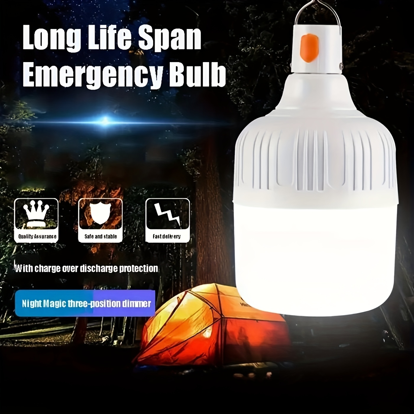 

[borarian] 1pc Usb Rechargeable Emergency Led Light - High , Long , Portable For Camping, Picnic, Night Fishing, , Outdoor Activities And More - Festival Gift, Christmas, New Year