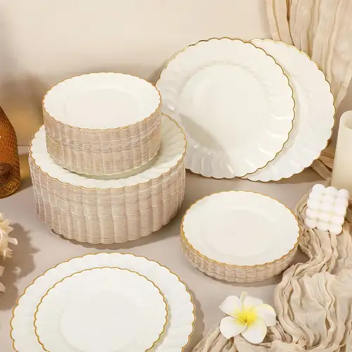 120PCS Pink Plastic Plates, Heavy Duty Disposable Party Plates with 120PCS Pink Plastic Plates, Heavy Duty Disposable Party Plates with