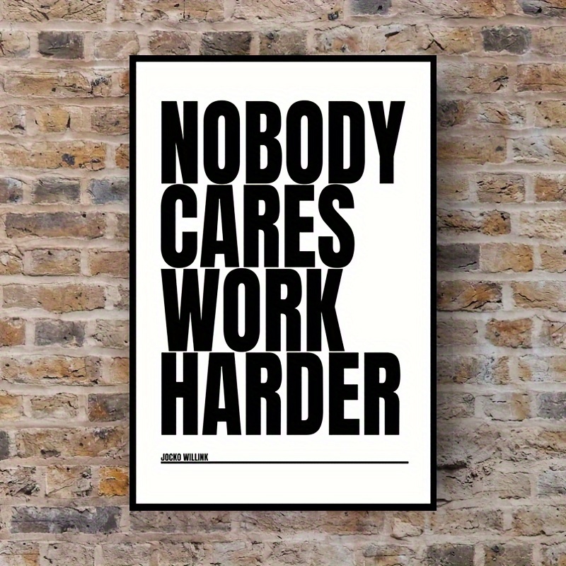 TEMU 1 pièce Affiche de motivation "Personne 'en soucie, travaille plus dur" - Décoration de de travail minimaliste et blanc, impression sur toile