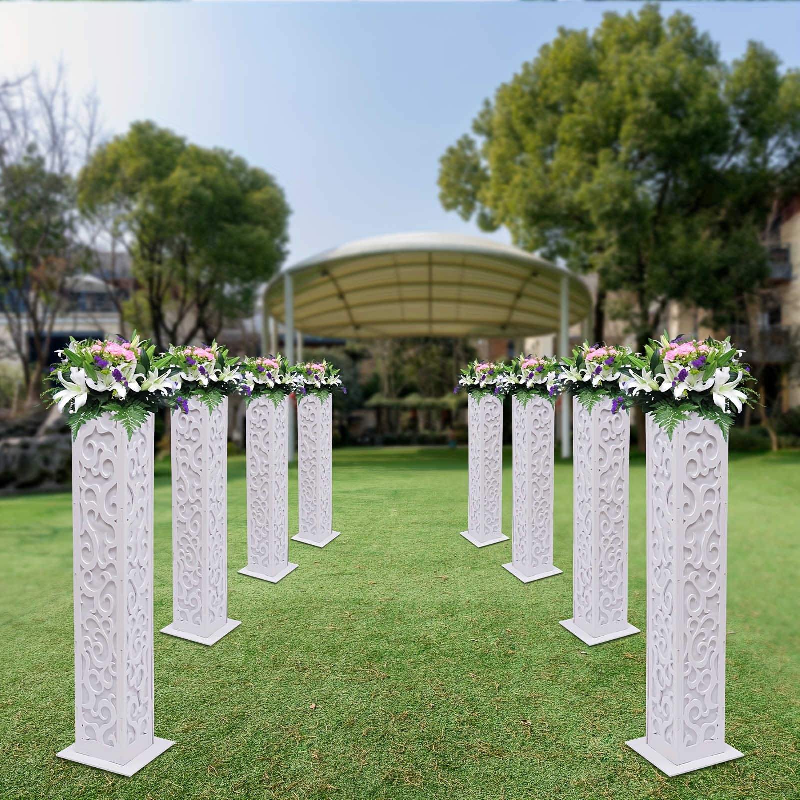 

8pc. White Wedding Column Carved Pillar Decoration Flower Stands