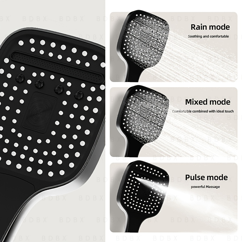 BDBX Matte Black Shower System with Square Rain Shower Head
