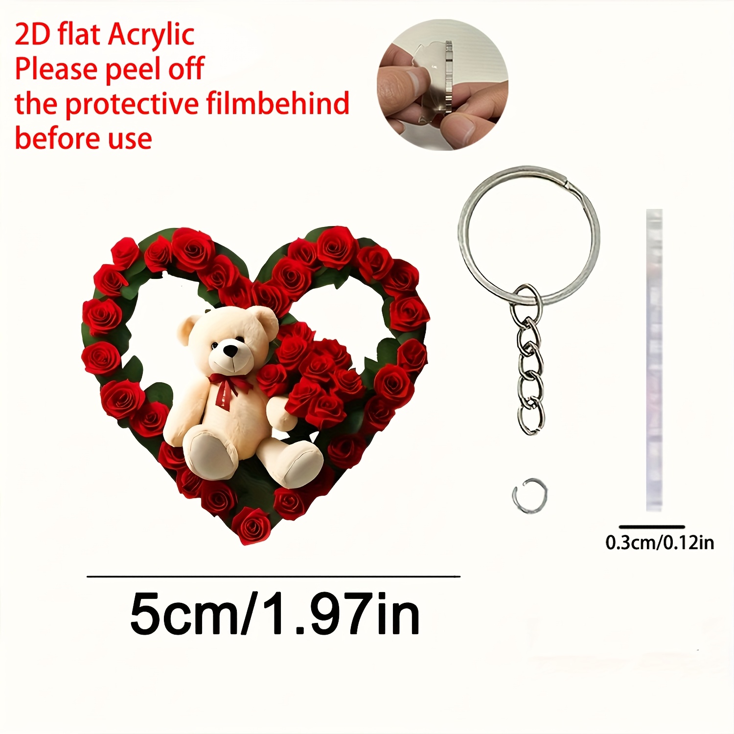 2d Flat Chic Acrylic Keychain - Car Rearview Mirror & Bag Decor, , Bear Home Decor