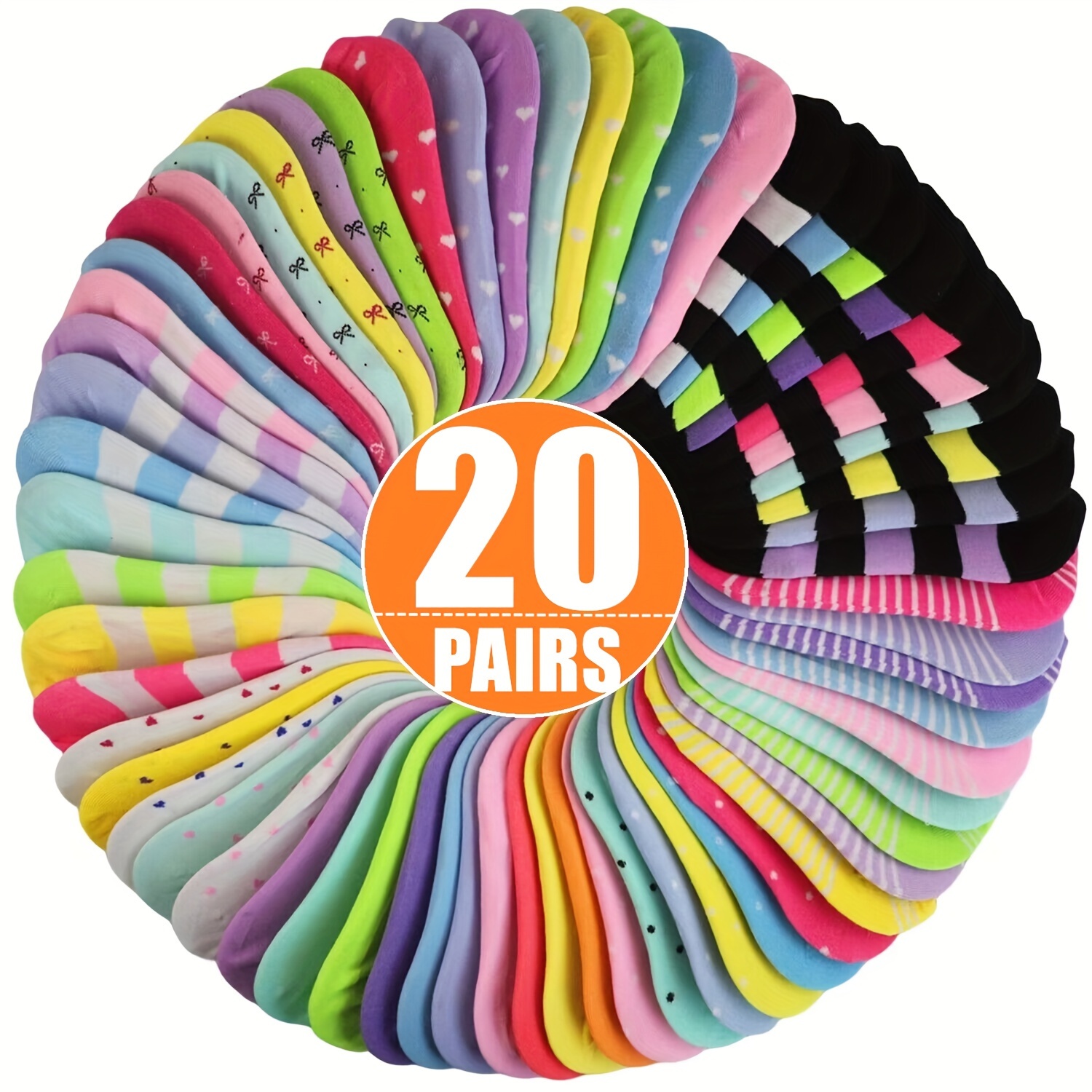 

20 paires de chaussettes de couleur bonbon, légères et respirantes, chaussettes basses pour femmes, bas et bonneterie