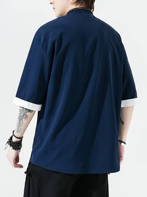 new mens sleeve shirt comfortable and breathable tang suit cuffs versatile mens casual shirt chinese size please check the size guide