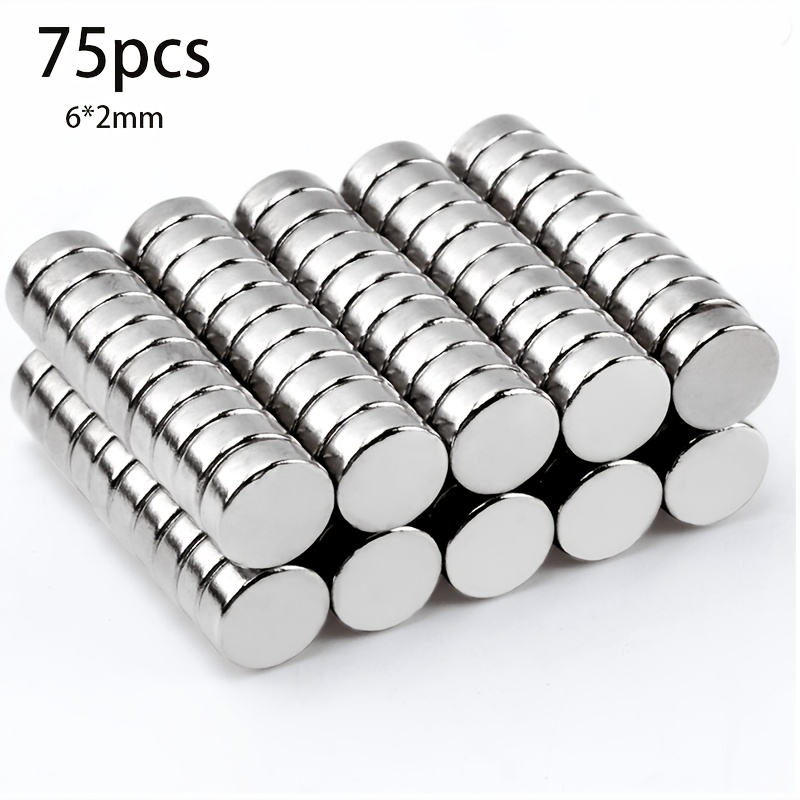 TEMU Gossfen Ensemble de 20/75 aimants en de 6 X 2 mm, aimants circulaires, disques durables, aimants de réfrigérateur, adaptés au renforcement de la