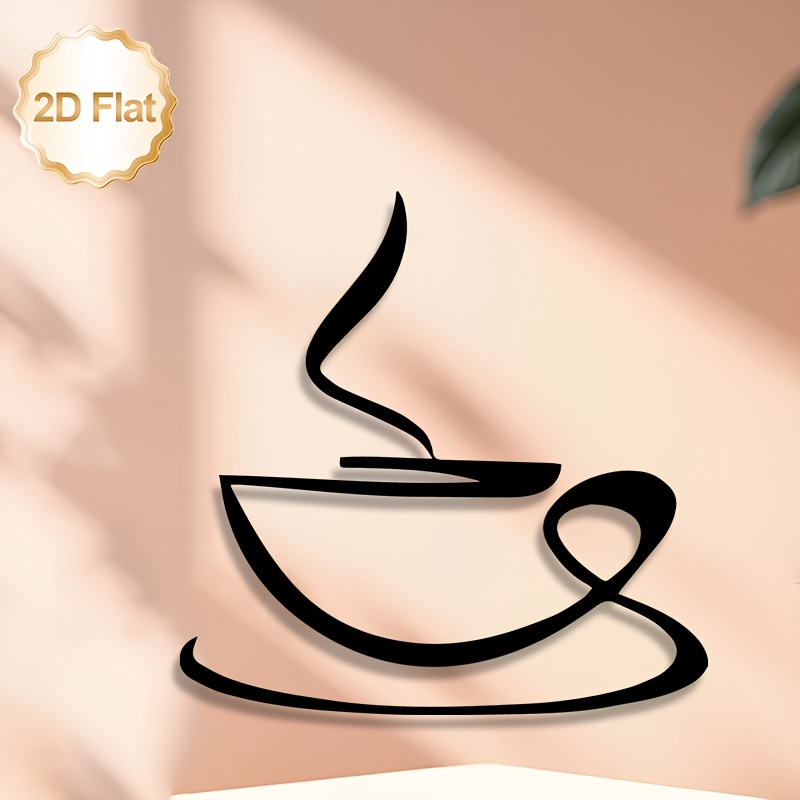TEMU 2d Flat, 2d Flat 1pc Statue Wall Decor, Metal Decor Painting With Stylish Coffee Cup Pattern, Ideal For Decorating Kitchen, Dining Room, CafÃ©,