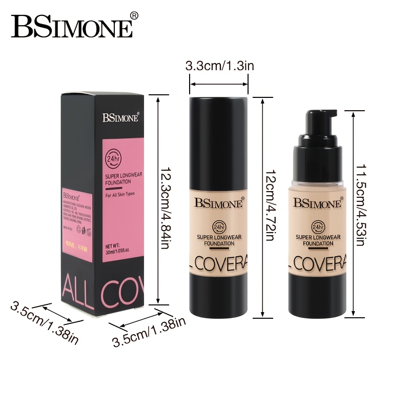 BSIMONE 1pc 24-Hour Long-Lasting Liquid Foundation, Professional Base Makeup, Sweat-Proof and Smudge-Proof, Strong Concealing Power, Easy to Apply, Minimizes Pores Without Feeling Heavy, Suitable for Dry, Oily, and Sensitive Skin, Stage Makeup - Image 6