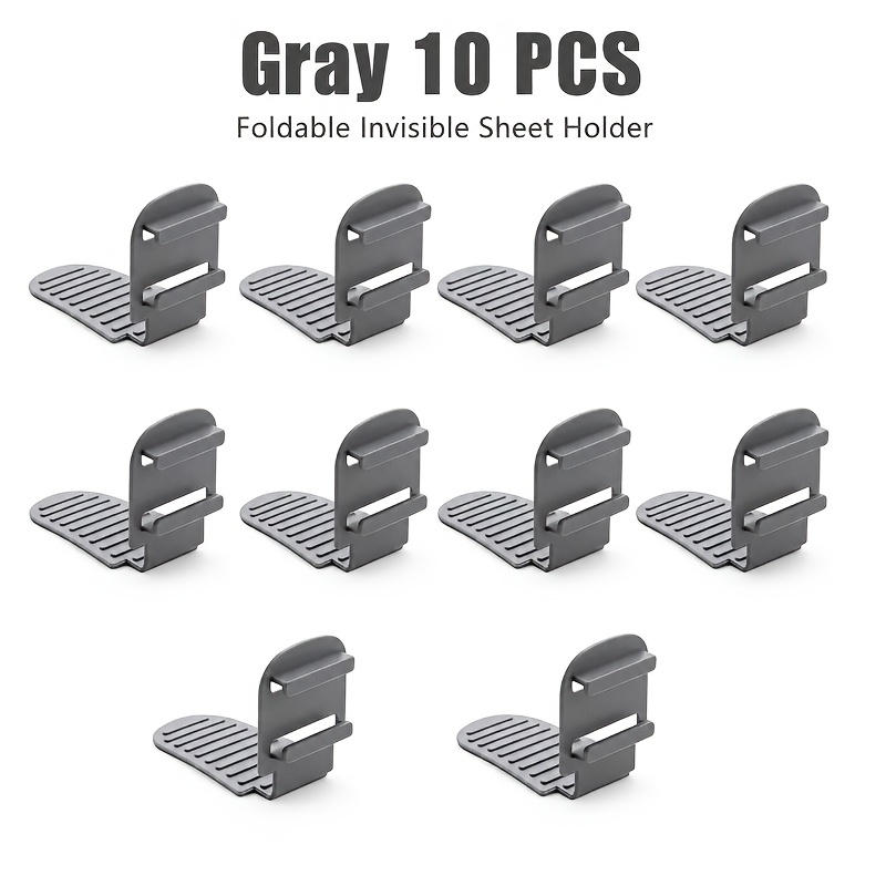 TEMU 10pcs (10pcs) Adjustable Invisible Bed Sheet Fasteners Clips - No-drill Suitable For Home, & Anti-shifting Sheet Holders, Bedding Grips For