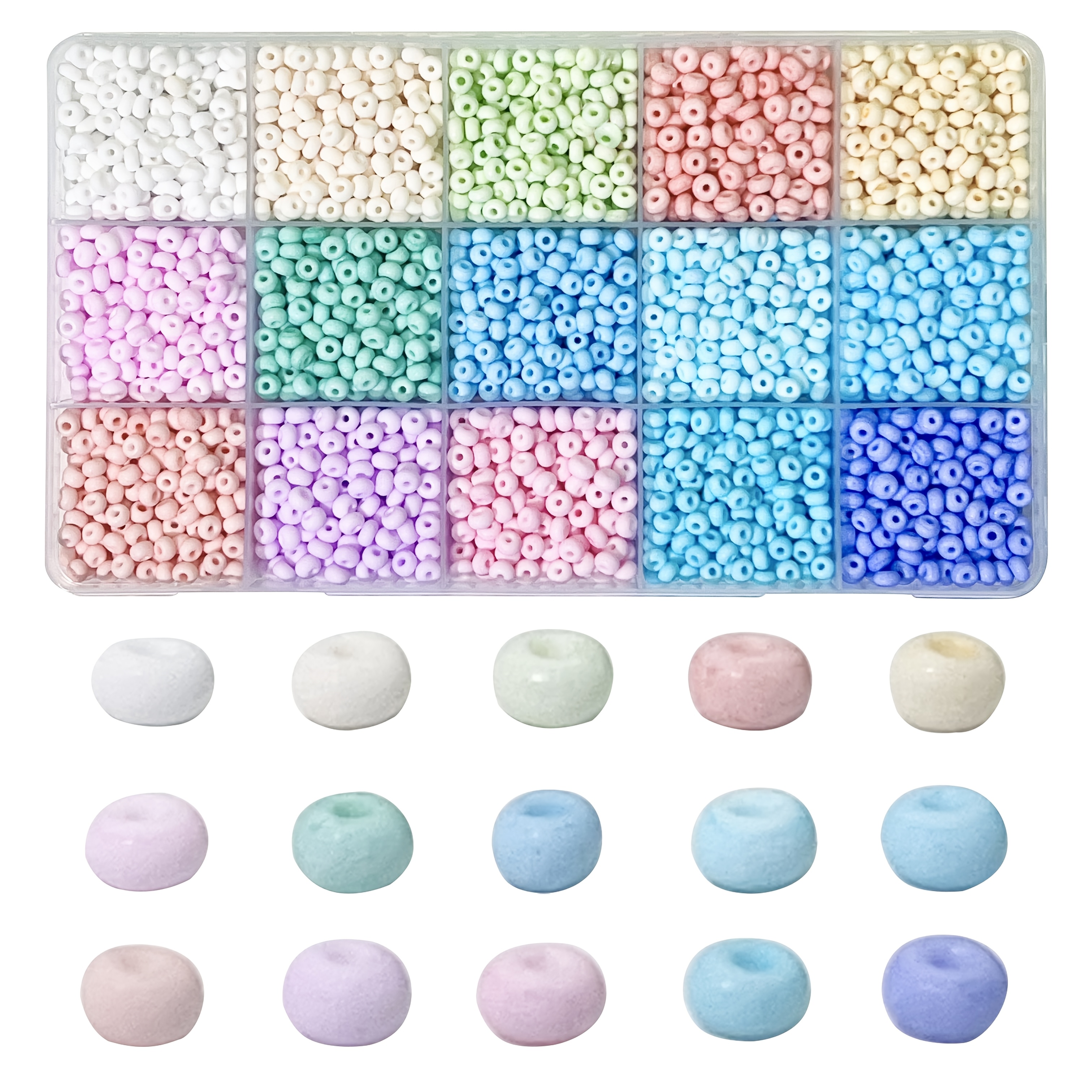 Image of Approximately 3000pcs High-quality 15 Color 4mm Macaron Colored Glass Bead Set, 15 Grid Diy Bracelet And Necklace Jewelry Set, Ideal Craft Gift