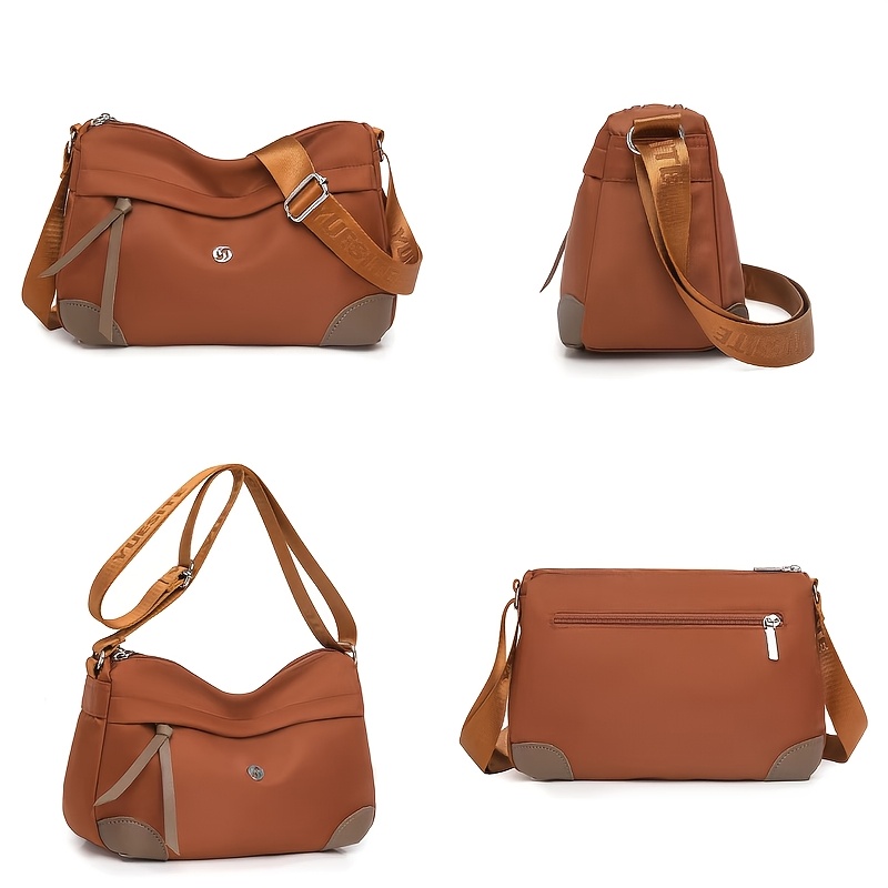 fashionable and lightweight nylon womens shoulder bag casual and portable practical crossbody bag with adjustable strap simple multi layer multi pocket multi zipper design suitable for commuting shopping outdoor play   in yellow Product details 3