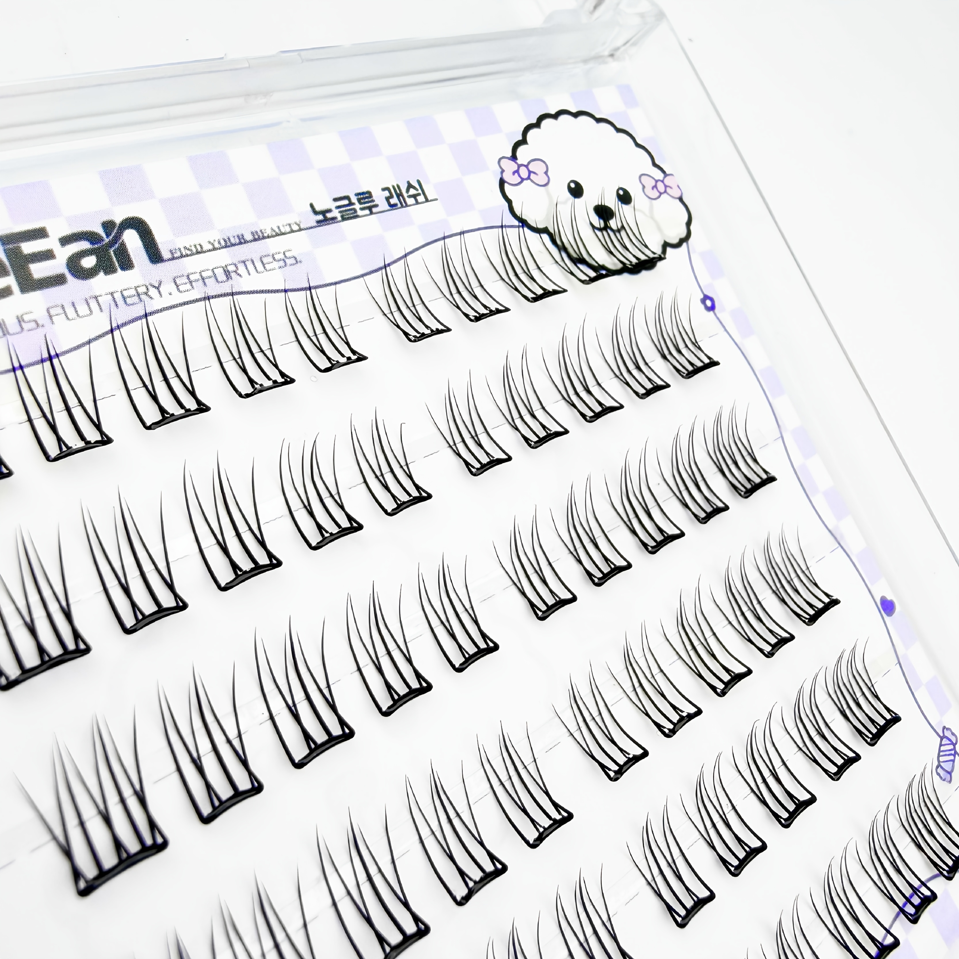 Glueless Uplifted Individual Lash Clusters, Pre-Glued Thin Stem