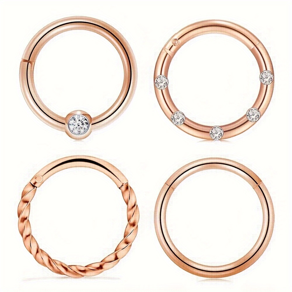 4pcs Clicker Earrings Helix Cartilage Tragus Earrings Stainless Steel Belly Rings Nose Septum Rings Helix Piercing Jewelry For Women Men