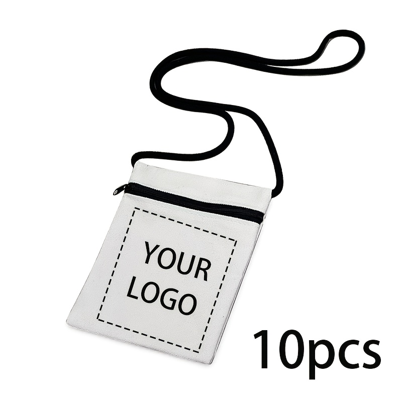 TEMU 10pcs Custom Personalized Shoulder Bags With Zipper Closure - Hand Washable, Dry , Large Capacity Customizable Tote Bag With Your Photo Or Logo,