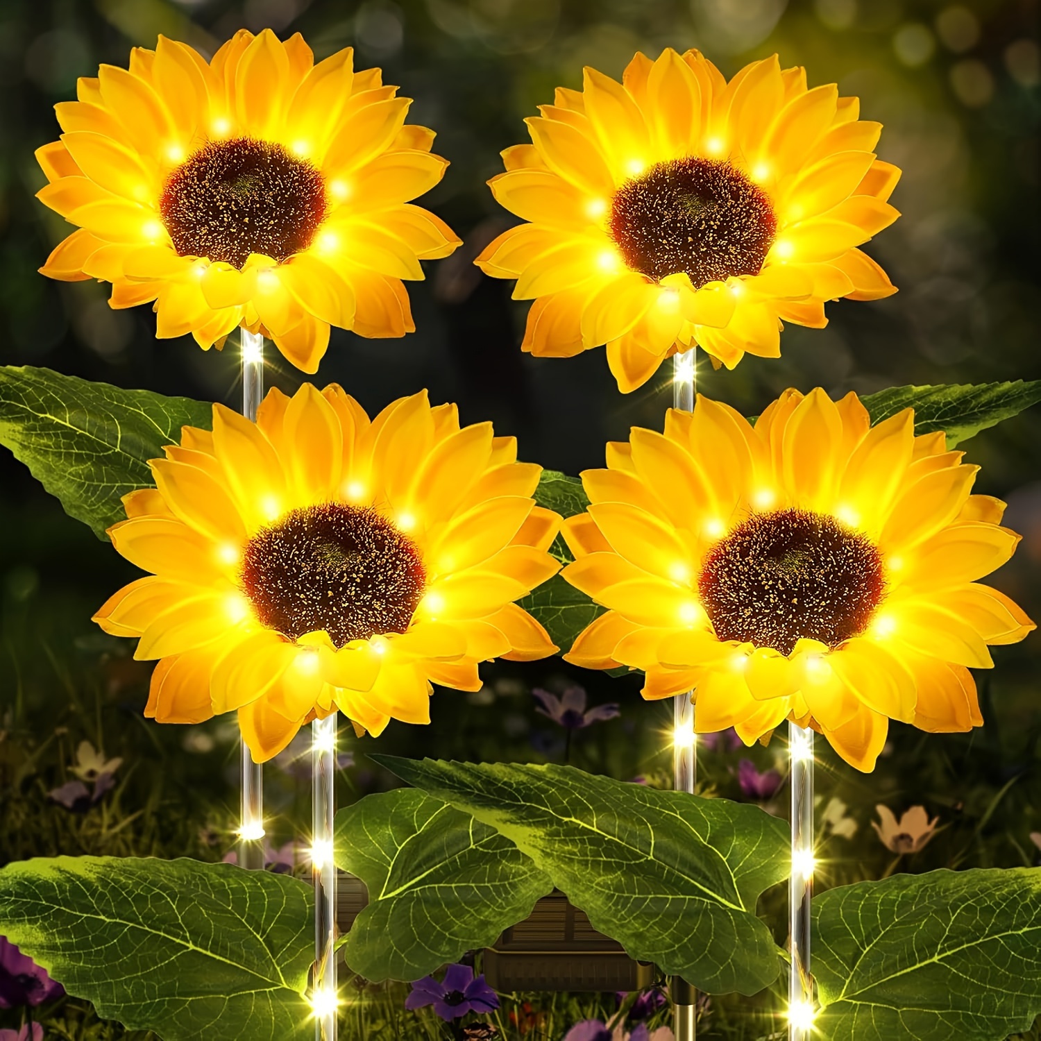

4 Pack , Sunflower Outdoor Solar Lights For Outside With Lifelike Bigger Sunflower & Bright 64 Led, Solar Powered Outdoor Lights For Yard Pathway Garden Decor, Yard Patio Pathway Decoration