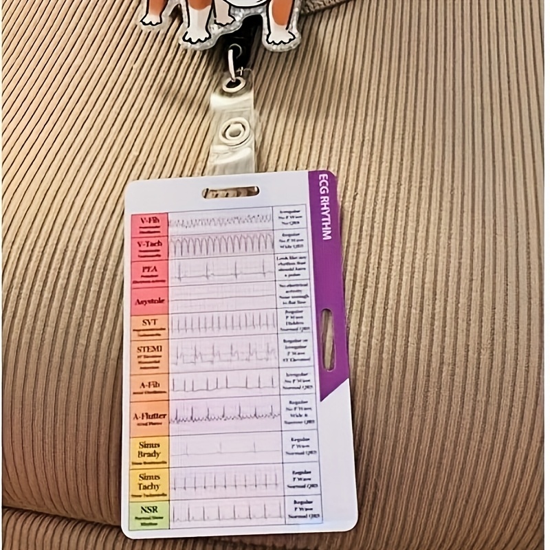 

1pc Ecg Rhythm Pocket Card And 1pc Ecg 7-step Ruler Card - Medical Badge Card - Portable Pocket Cards For Medical Professionals