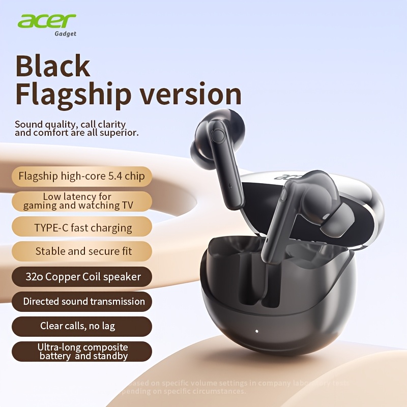 Image of [acer 2025 New Model] Tws Wireless Headphones, Heavy Stereo + Call Noise Reduction, Ultra-long , Sports Running In-ear, Low Latency , Hifi Sound, Lightweight , Stylish Design