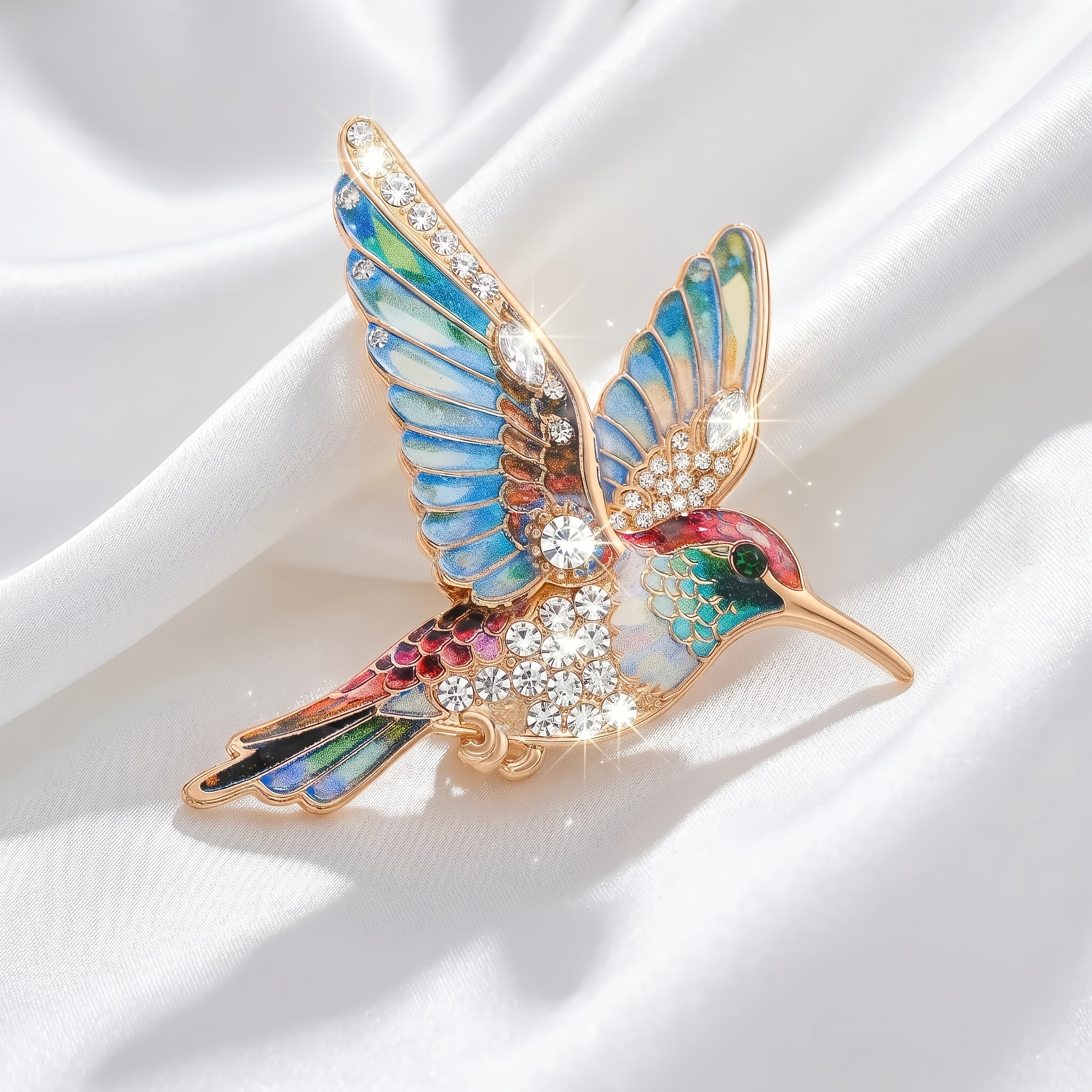 TEMU Broche en émail Abeille Oiseau Strass Multicolore Vintage Disponible, Style Élégant , Accent de Port , Convient pour l'Assortiment Style /Fête,