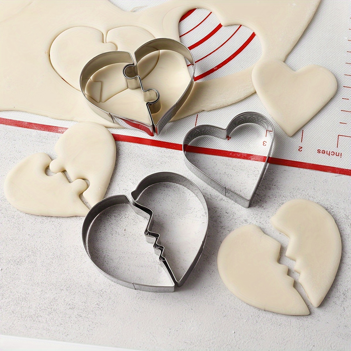 

5 Pieces Creative Heart Puzzle Cookie Cutters - 430 Stainless Steel Baking Tools For Delicious Treats