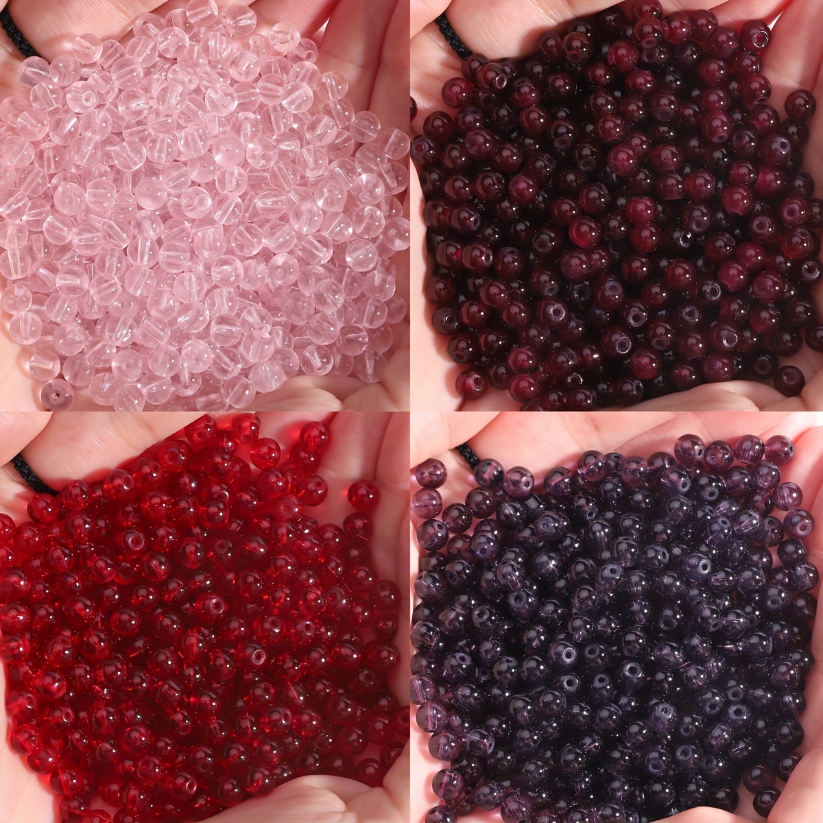 

4/6/8/10mm Glass Beads Set, Vibrant Solid Colors, Round Craft Beads For Making, Transparent, , Sparkling, For Unique Bracelets And Necklaces, Art Supplies
