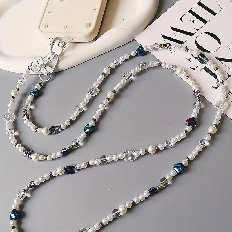 pearl acrylic beaded phone chain crossbody strap elegant - Temu Mauritius pearl acrylic beaded phone chain crossbody strap elegant - Temu Mauritius