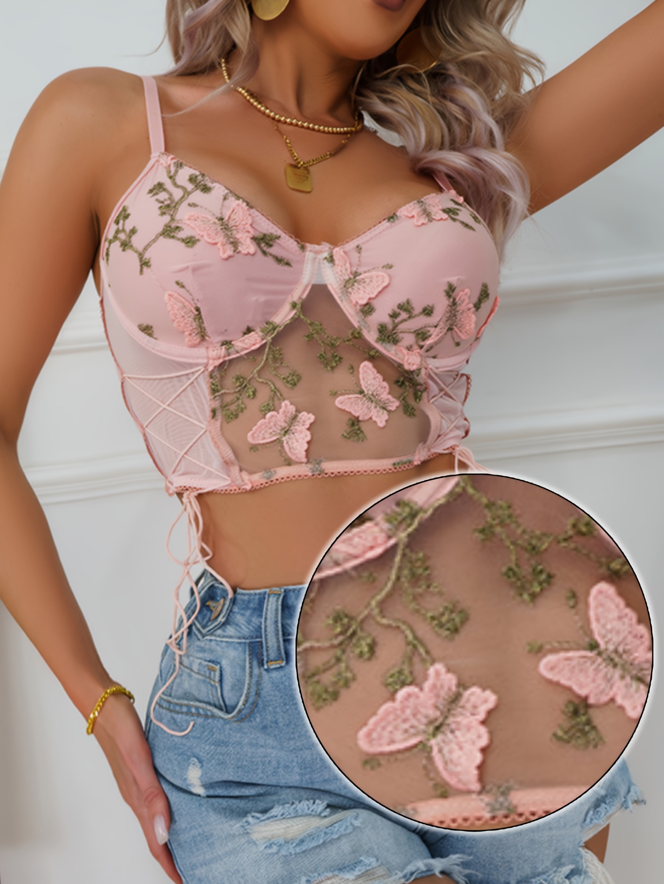 3d embroidered camisole top underwire side - Temu Mexico