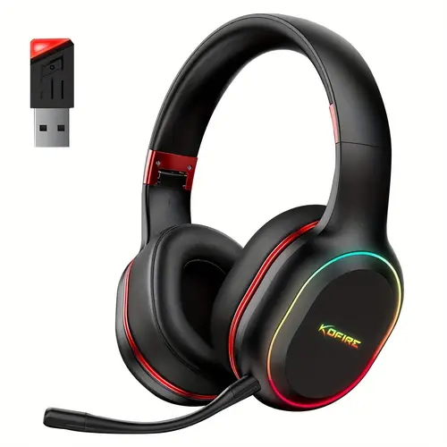 ug 05 2 4ghz wireless gaming headset over ear headphones with vibration noise canceling microphone and led lights wireless headphones for switch pc 4