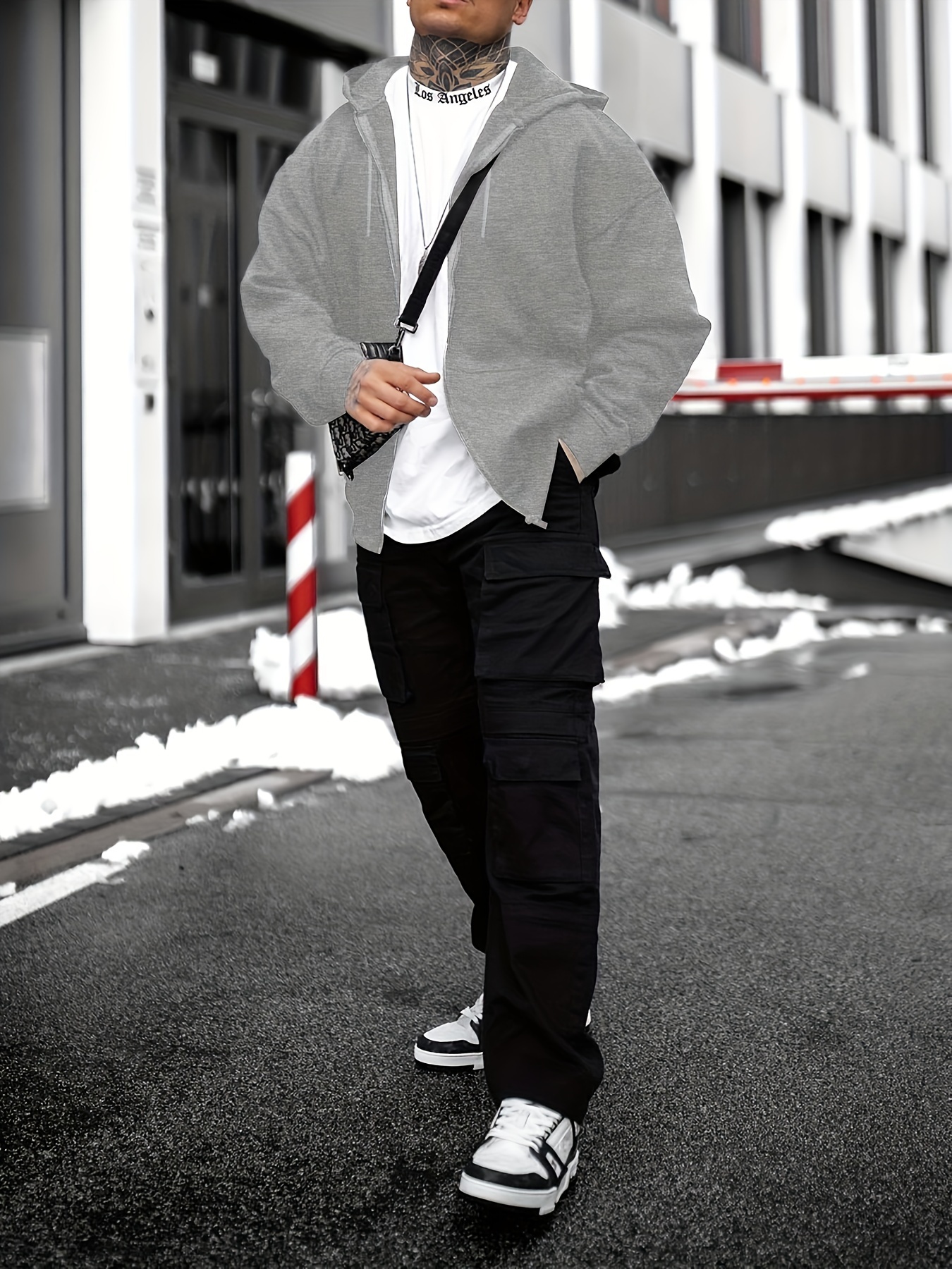 sudadera capucha hombre forrada en polar cremallera negra Temu Spain