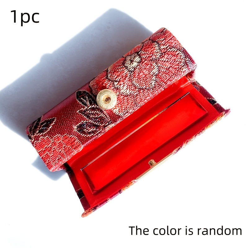 SenseYo Lippenstift-Etui Mit Spiegel | 4 Stück Set | Brokatstoff | Ca. 8,5x3x3 Cm
