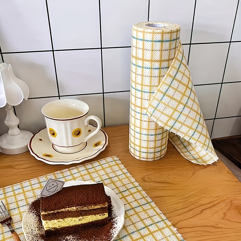 Un rouleau de 40 feuilles / un tissu épaissi jetable pour la cuisine, adapté à une utilisation à la fois humide et sèche, spécialement conçu pour le nettoyage ménager, l'absorption d'huile et le lavage des bols.