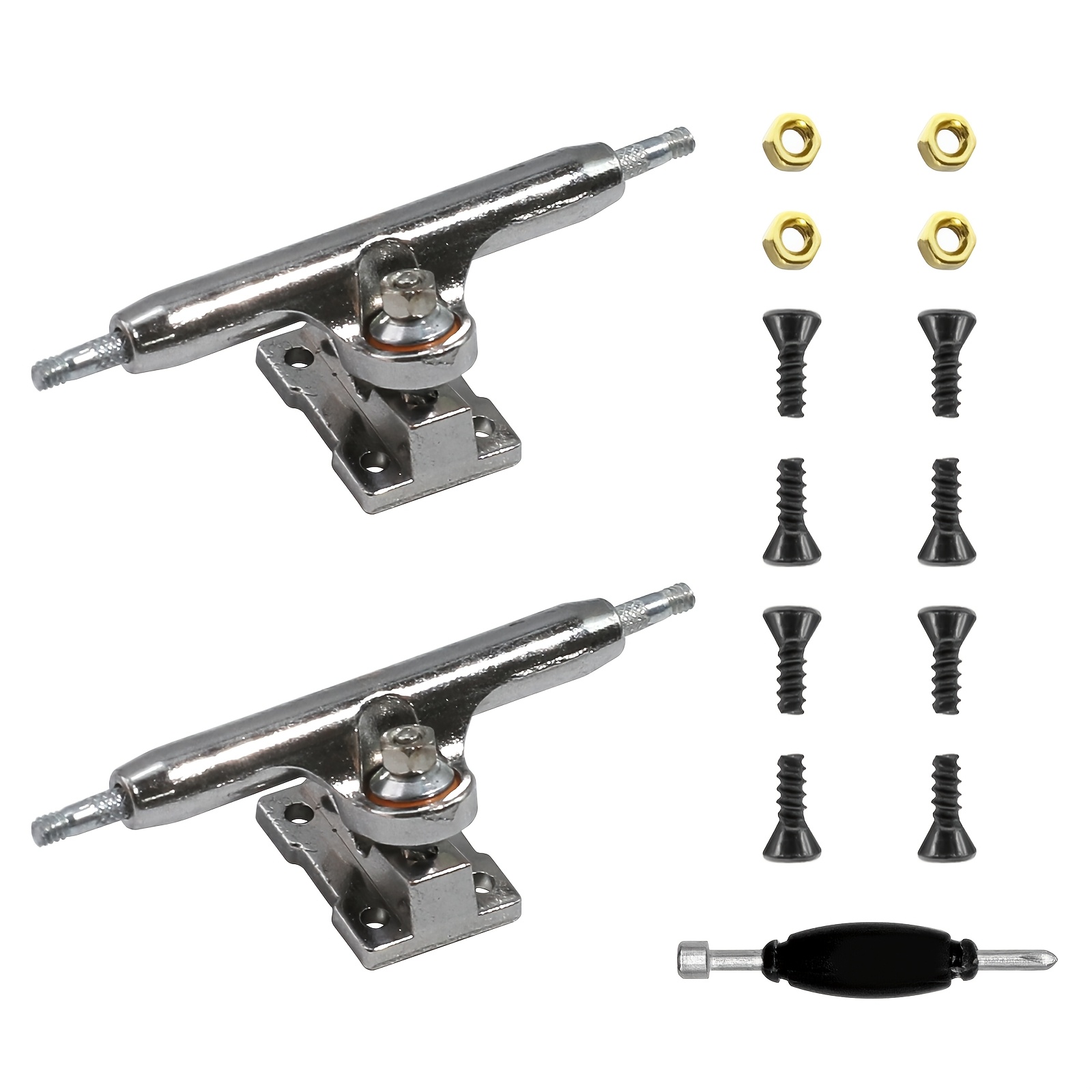 TEMU 2pcs 34mm Colorful Professional Fingerboard Trucks Kit With 4 Nuts & 8 Screws & Spanner Tool, Extended Gradient Electroplated Finger Skateboard