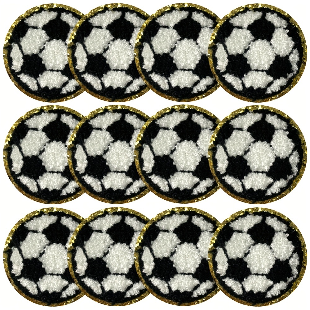 TEMU 12pcs Of Football-themed Chenille Embroidered Patches, -on Appliqués For Repairing Logos, Suitable For Clothing, Vests, Jackets, Jeans, Backpacks, And Hats