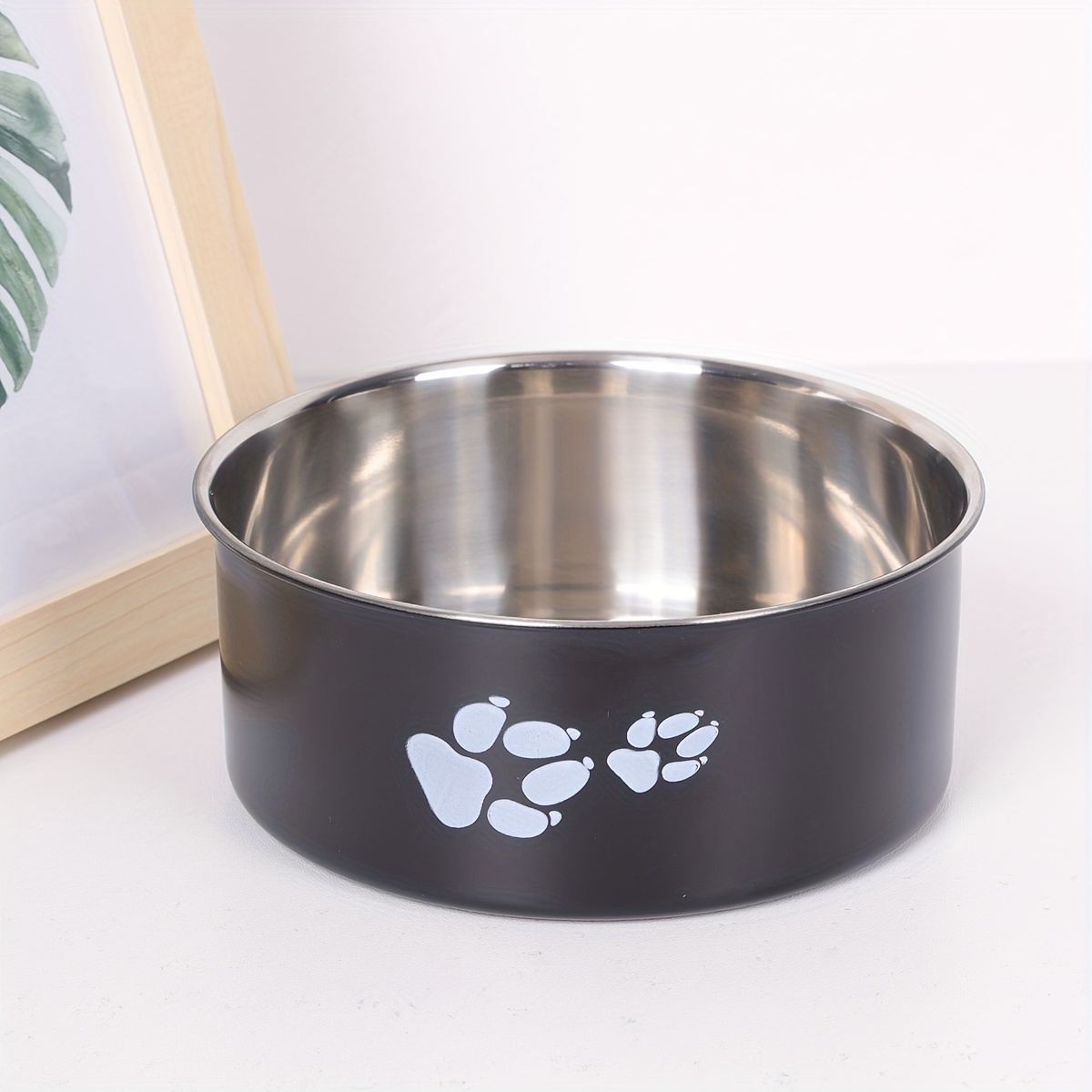 

1pc Stainless Bowl Paw Print Dog Feeder Bowl, Easy To Clean Non-slip Dog Water Drinking Basin