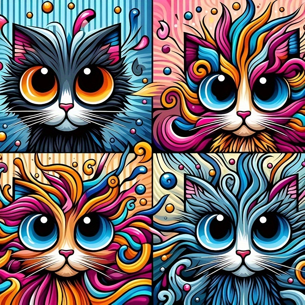 

Big-eyed Cat Pattern Diamond Art Painting, Full Round Diamond Art, Decorative Wall Art Hanging Painting Home Decoration Valentine's Day Gifts, Decorative Craft Wall Art For Home Wall Decor Gifts