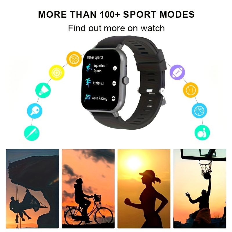 GWENLAND 4.65 cm Full Screen Smartwatch Pro - Water Resistant Fitness Tracker with Text and Call Capabilities, 100+ Exercise Modes, Pedometer, Distance, Calories, Compatible with Android and iPhone, Best for Christmas