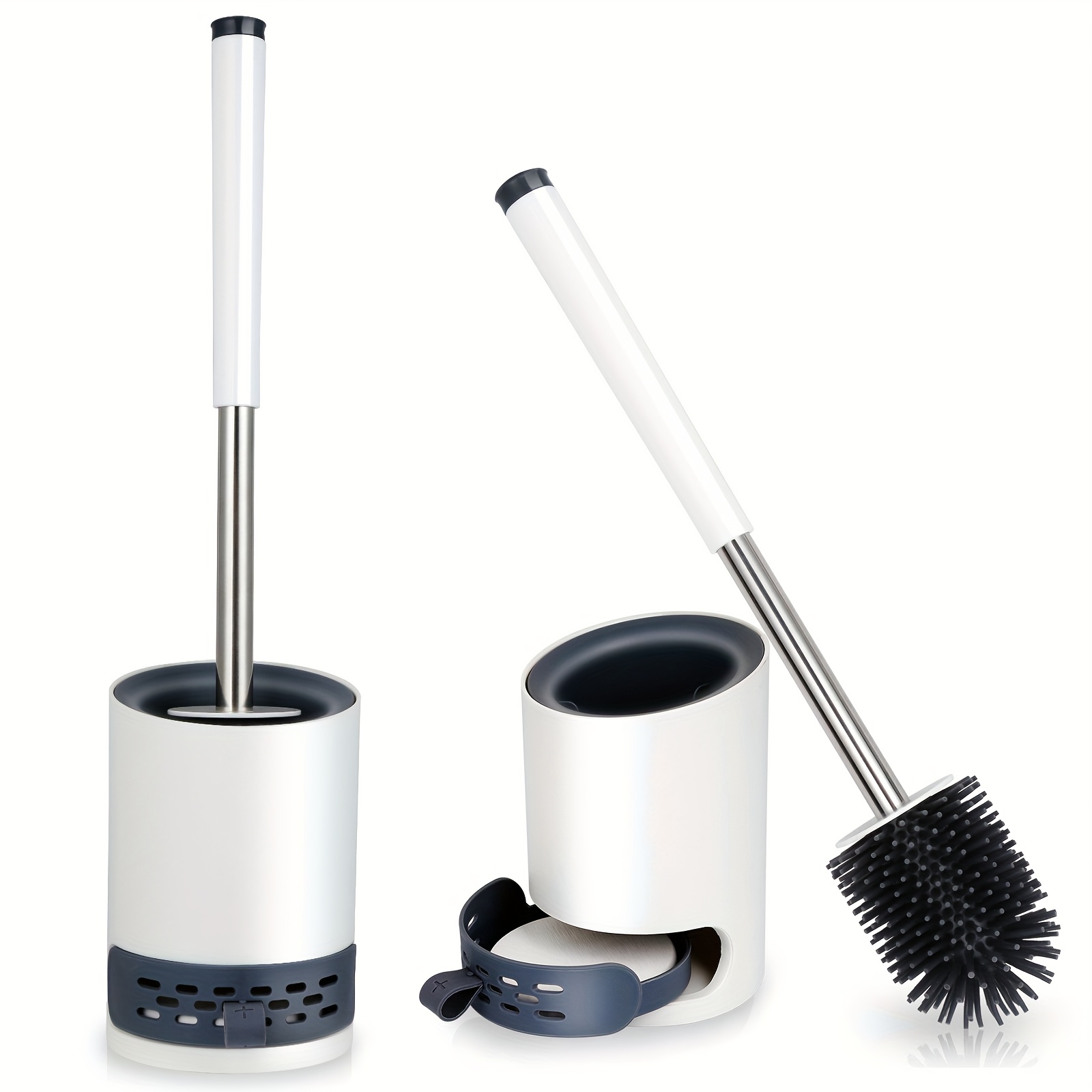 Image of 2pcs Toilet Brush Set, -one Brush, Toilet Brush With Wall-mounted Holder, Toilet Brush, Toilet Brush, Toilet Brush
