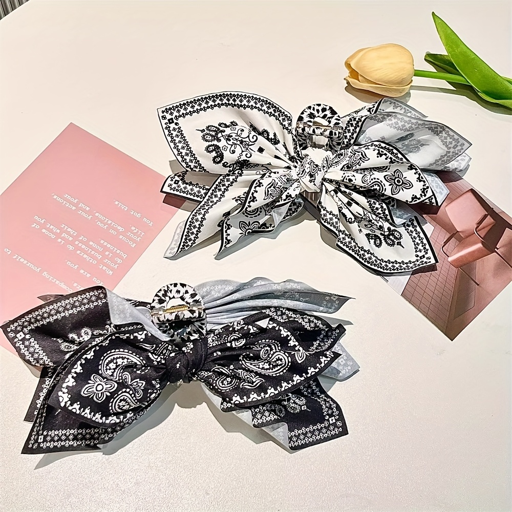 TEMU Set Of 2 Large Hair Claw Clips For Women - Elegant Black & White , Ideal For Thick Hair, Versatile Hair Accessory, Gift Option, Hair Additions