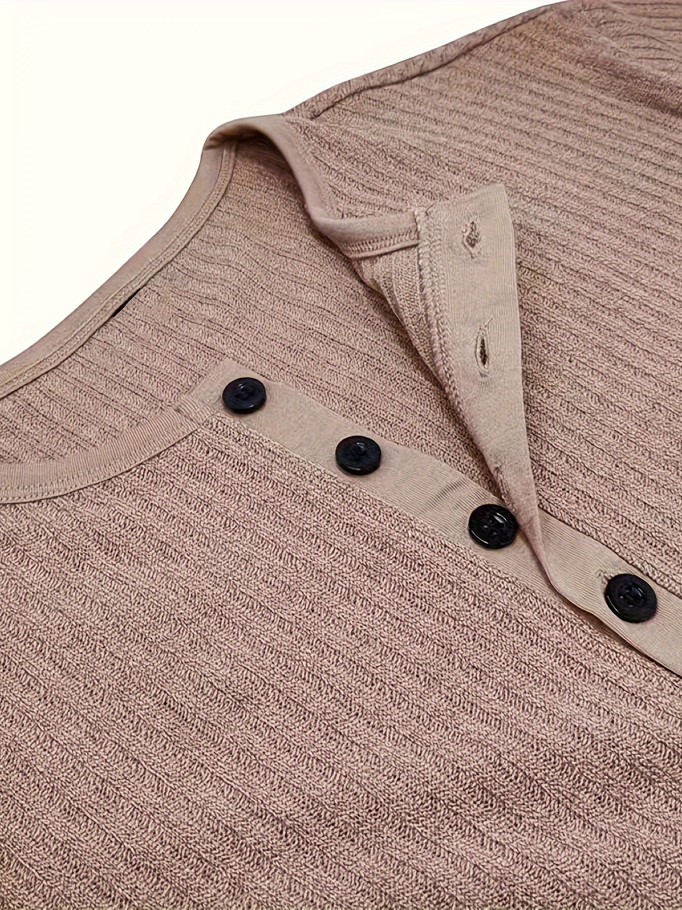 solid stripe pattern knit short sleeve t shirt henley neck